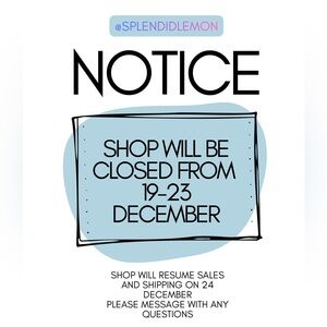 Shop Closure Notice 19-23 Dec